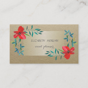 Tarjeta De Visita Elegante Vintage, Kraft, Flores acuáticas