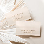 Tarjeta De Visita Elegante Vintage | Neutral Mínimo Simple<br><div class="desc">Estas minimalistas tarjetas de visita presentan una elegante tipografía de texto marrón de estilo vintage y un sencillo diseño clásico sobre un fondo de color beige beige neutro de color boho para un aspecto profesional.</div>