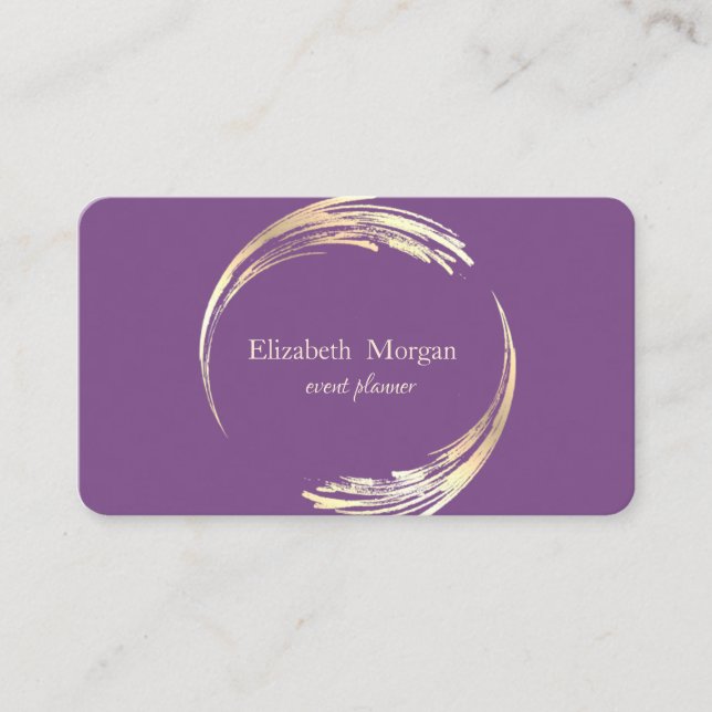 Tarjeta De Visita Elegante Violeta Círculo Moderno, Oro (Anverso)