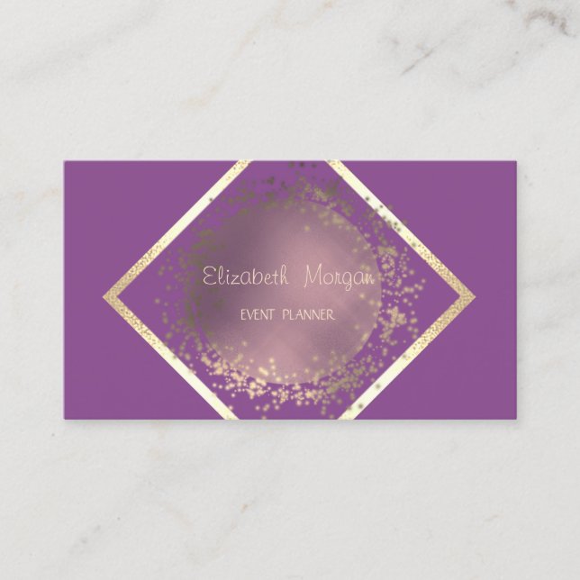 Tarjeta De Visita Elegante Violeta Geométrica Profesional Moderno (Anverso)