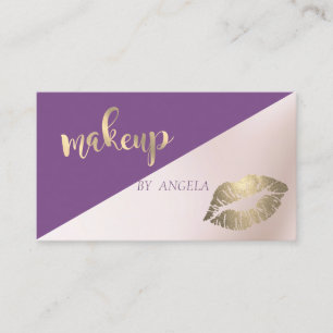 Tarjeta De Visita Elegante Violeta Moderno de Chica, Labios Brillant
