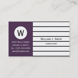 Tarjeta De Visita Elegante Violeta, Monograma Profesional Violeta Ac