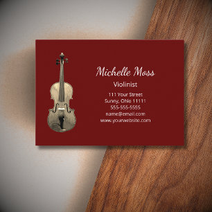 Tarjeta De Visita Elegante violinista musical clásico violinista