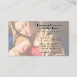 Tarjeta De Visita Elegante Virgen Clásica María y Iglesia de Oro Inf