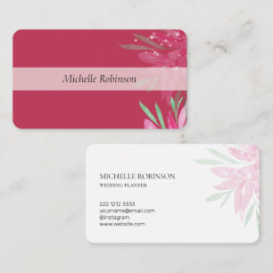 Tarjeta De Visita Elegante Viva Magenta Floral Acuarela