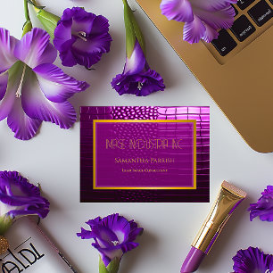 Tarjeta De Visita Elegante Vivid Purple Faux Crocodile
