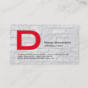 Tarjeta De Visita Elegante Wall Stones Red Monograma Profesional