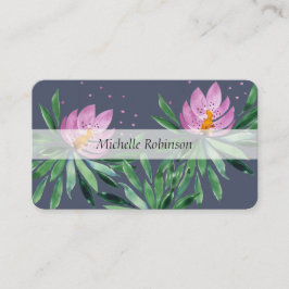 Tarjeta De Visita Elegante Watercolor Lotus Flower Professional