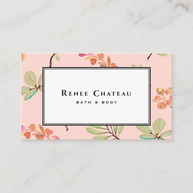 Tarjeta De Visita Elegante Watercolor Peach Peach Profesional (Anverso)