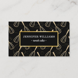 Tarjeta De Visita Elegante Whisk Black Gold