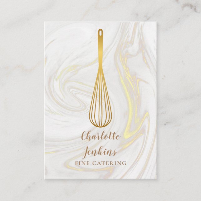 Tarjeta De Visita Elegante Whisk De Oro Que Atraviesa Las Bañeras De (Anverso)