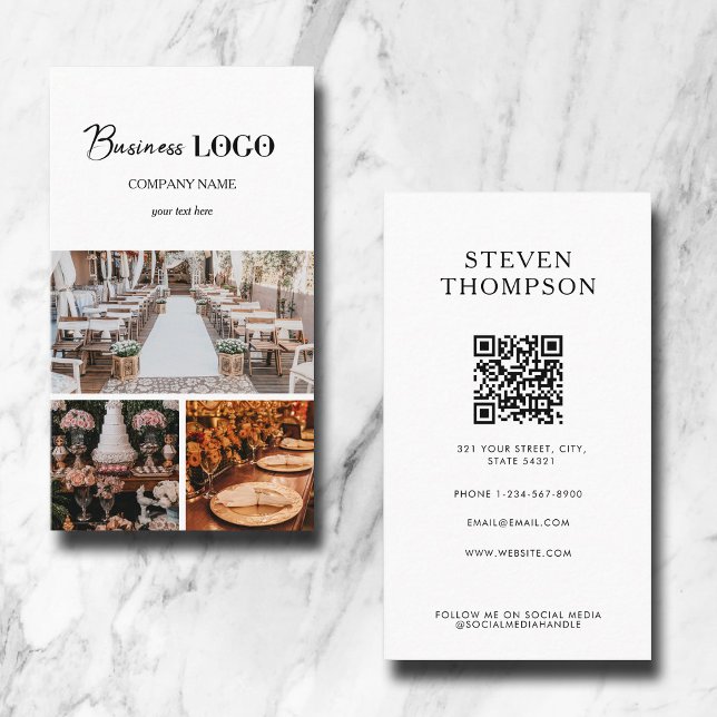Tarjeta De Visita Elegante White Event Planning Business 3 Fotos (Subido por el creador)