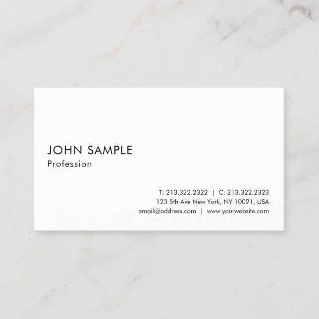 Tarjeta De Visita Elegante White Profesional Smart Plain Moderno (Anverso)