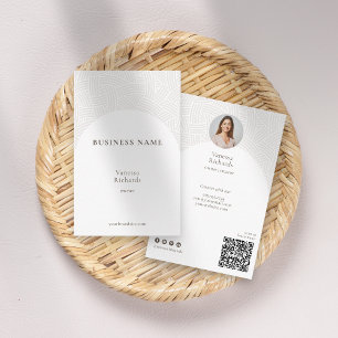 Tarjeta De Visita Elegante White Weave Business QR Code Photo