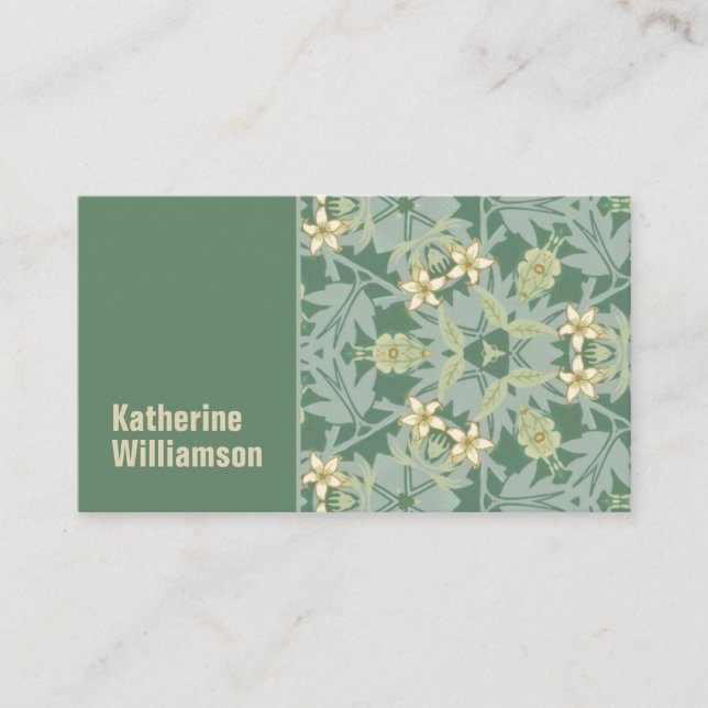 Tarjeta De Visita Elegante William Morris Jasmine Floral (Anverso)