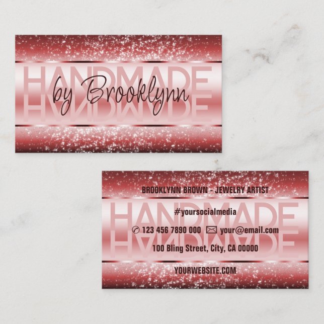 Tarjeta De Visita Elegante Wine Red Lujoso Esparkle Purpurina Galm (Anverso / Reverso)