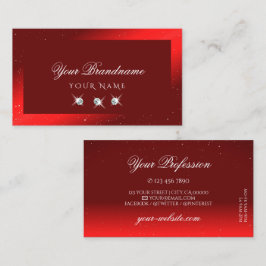 Tarjeta De Visita Elegante Wine Red Sparkling Diamonds Profesional
