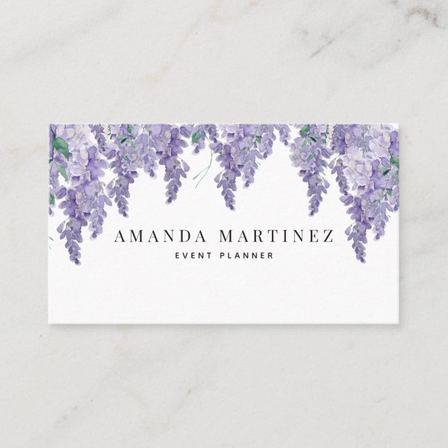 Tarjeta De Visita Elegante Wisteria Watercolor Social Media Business