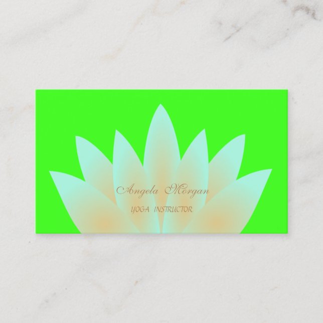 Tarjeta De Visita Elegante y adorable Flor Lotus Neon Green (Anverso)