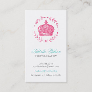 Tarjeta De Visita Elegante y cálida corona vintage vertical