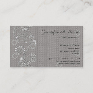 Tarjeta De Visita Elegante y clásico negocio floral de remolinos gri