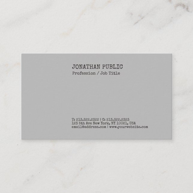 Tarjeta De Visita Elegante y creativa Nostalgy Gray Plain (Anverso)