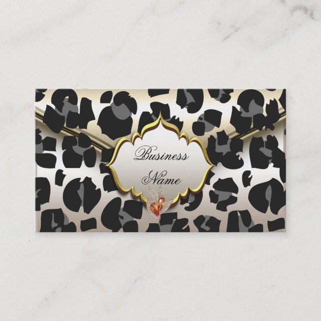 Tarjeta De Visita Elegante y elegante animal Caramel Cream Beige Gol (Anverso)