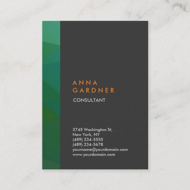 Tarjeta De Visita Elegante y elegante banda verde gris creativa (Anverso)
