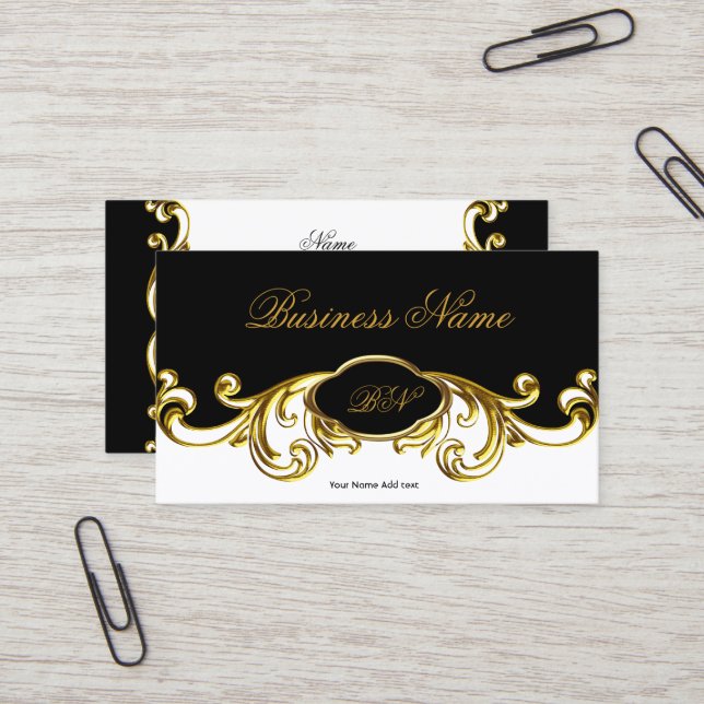 Tarjeta De Visita Elegante y elegante Bañera floral de oro blanco ne (Anverso/Reverso In Situ)