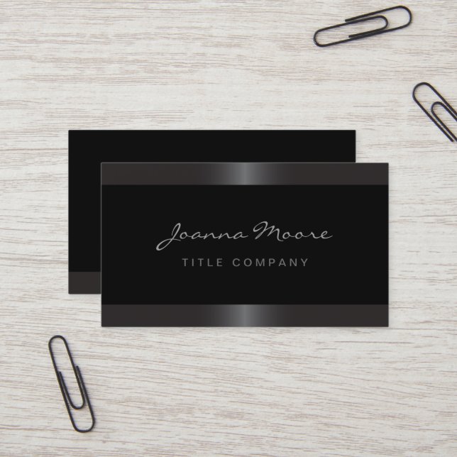 Tarjeta De Visita Elegante y elegante borde gris satinado negro (Anverso/Reverso In Situ)
