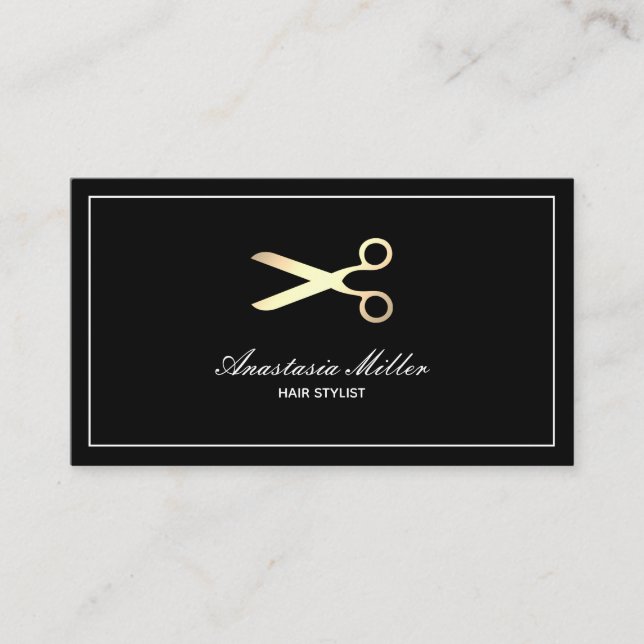 Tarjeta De Visita Elegante Y Elegante Cabello De Oro Y Negro (Anverso)