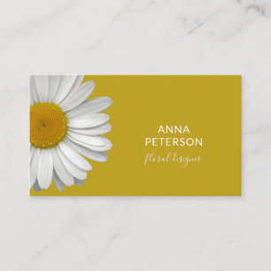 Tarjeta De Visita Elegante y elegante Daisy Flower Vintage Gold