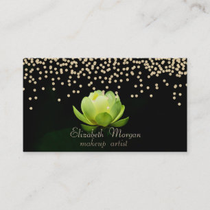 Tarjeta De Visita Elegante y elegante Diamantes Negros Loto Verde