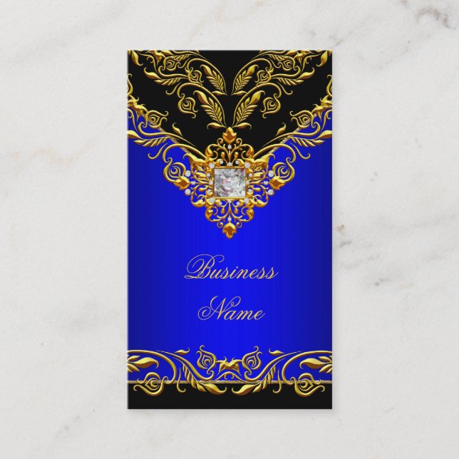 Tarjeta De Visita Elegante y elegante Elite Royal Blue Gold Black en (Anverso)