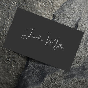 Tarjeta De Visita Elegante y elegante guión manuscrito gris y negro