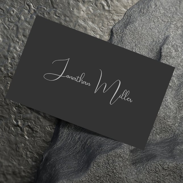Tarjeta De Visita Elegante y elegante guión manuscrito gris y negro (Subido por el creador)