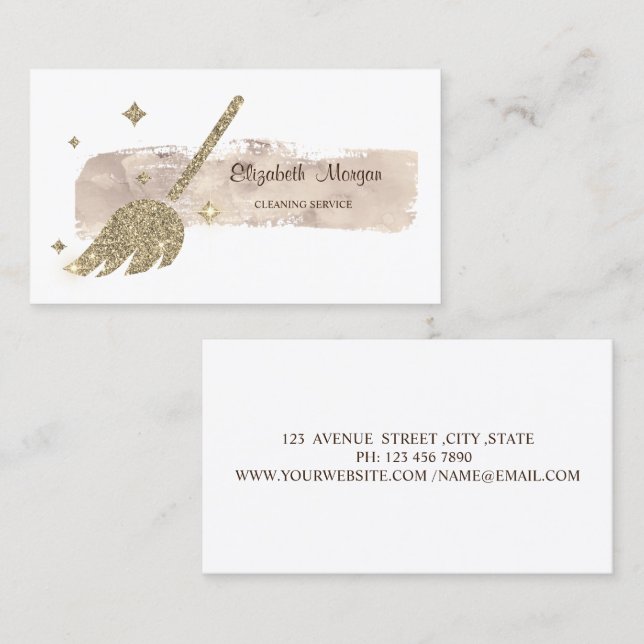 Tarjeta De Visita Elegante y elegante habitación de Purpurina de oro (Anverso / Reverso)