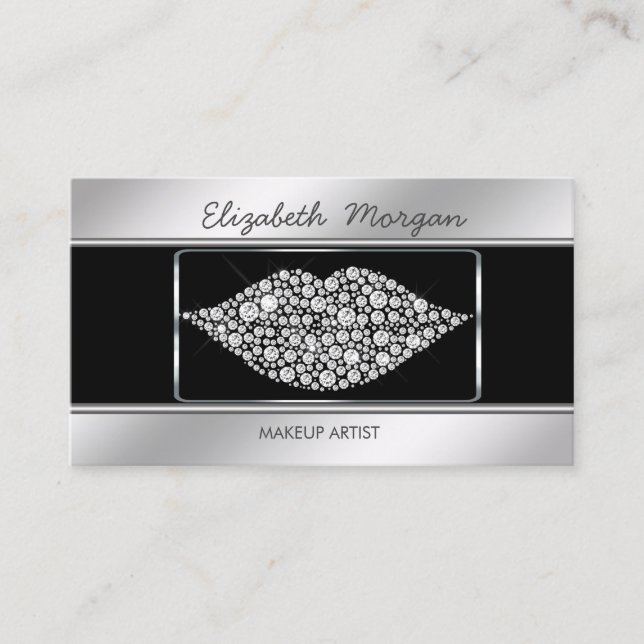 Tarjeta De Visita Elegante y elegante labios de diamantes proffesion (Anverso)