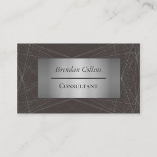 Tarjeta De Visita Elegante y elegante línea de red negra plateada