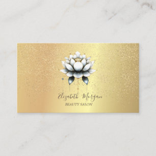 Tarjeta De Visita Elegante y elegante Lotus Gold Confetti Yoga