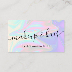 Tarjeta De Visita Elegante y elegante maquillaje holográfico y cabe