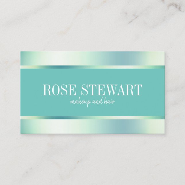 Tarjeta De Visita Elegante y elegante maquillaje verde menta y cabel (Anverso)