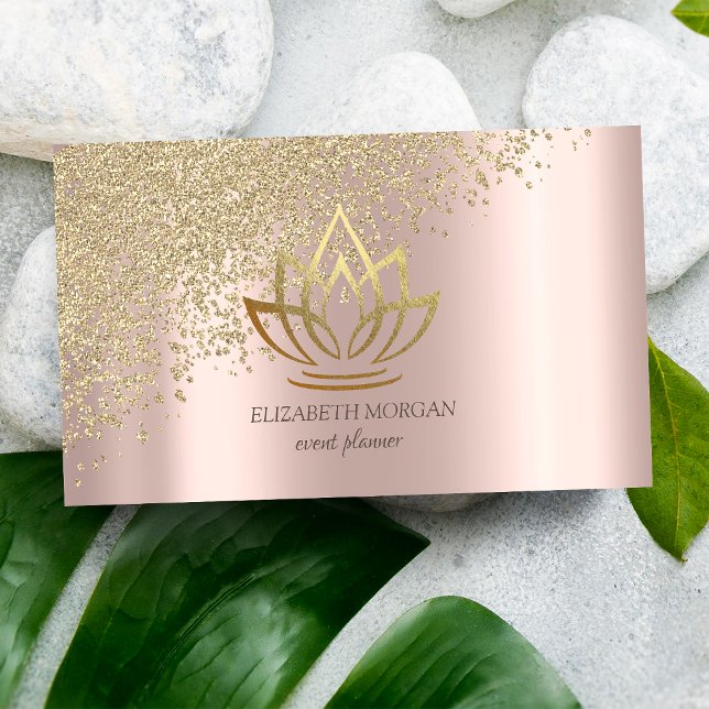 Tarjeta De Visita Elegante y elegante oro Diamantes Lotus Rosa Gold (Subido por el creador)