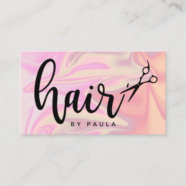 Tarjeta De Visita Elegante y elegante peluquero holográfico (Anverso)