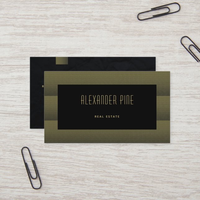 Tarjeta De Visita Elegante y elegante profesional del oro negro (Anverso/Reverso In Situ)