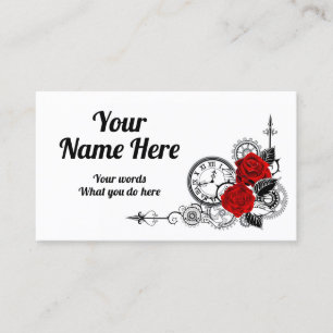 Tarjeta De Visita Elegante y elegante Steampunk Roses Rojos