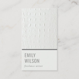 Tarjeta De Visita Elegante y elegante textura de cuero blanco marfil