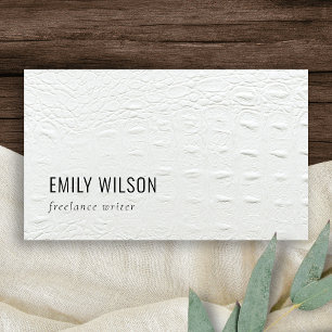 Tarjeta De Visita Elegante y elegante textura de cuero blanco marfil