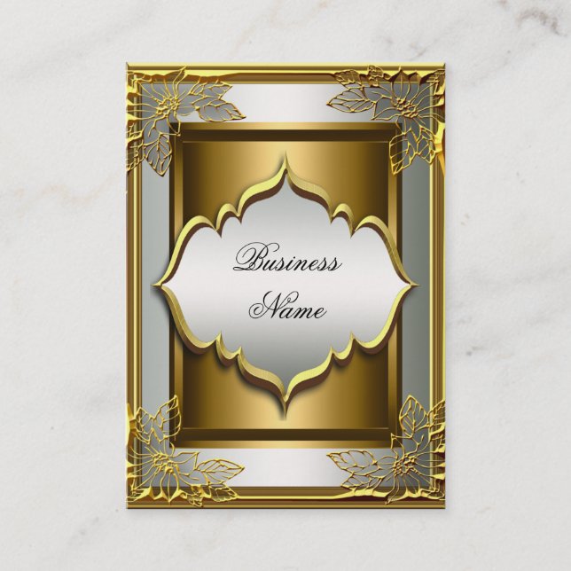 Tarjeta De Visita Elegante y elegante White Black Old Gold (Anverso)