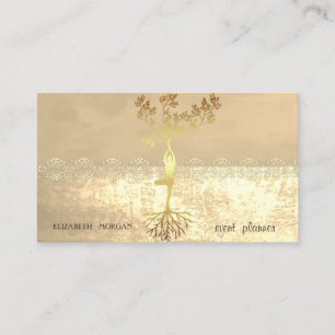 Tarjeta De Visita Elegante y Estiloso Árbol de Encaje con Silueta Do